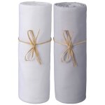 Lot de 2 draps housse b�b� 60x120 cm - blanc / gris perle - 100% jersey bio