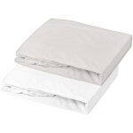 Lot de 2 draps housse - domiva - jersey - 60x120 cm - blanc / perle