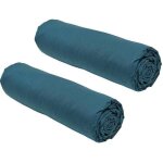 Lot de 2 draps housses today essential - 140 x 190 cm - 2 personnes - 100% coton - paon