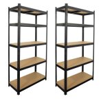 Lot de 2 tagres modulables charges lourdes noire - mtal - 5 plateaux - 875 kg - 180 x 90 x 40cm - ...