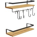 Lot de 2 �tag�res murales homcom bois de sapin 43x15x11. 5cm bois naturel