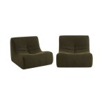 Lot de 2 fauteuils chauffeuses en bouclette textur�e kaki style contemporain 1 place