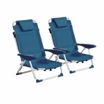 Lot de 2 fauteuils clic clac des plages en polyester bleu lazuli - oviala