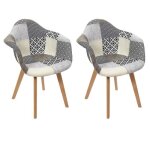 Lot de 2 fauteuils - home deco factory - patchwork - gris