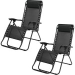 Fauteuil inclinable relax - sunnydays - la playa - pliant - m�tal - noir - lot de 2