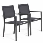 Lot de 2 fauteuils de jardin aluminium et textil�ne gris - oviala