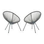 Lot de 2 fauteuils de jardin en fils de rsine tresss - gris anthracite - alios iii de mylia