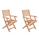 Lot de 2 fauteuils de jardin pliants - eden - bois eucalyptus fsc - 575 x 525 x h91 cm