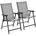 Lot de 2 fauteuils de jardin pliantes avec accoudoirs chaises dext�rieur en toile gris - yaheetech