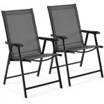 Lot de 2 fauteuils de jardin pliantes avec accoudoirs chaises dext�rieur en toile noir - yaheetech