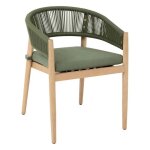 Lot de 2 fauteuils de jardin tevio vert olive en aluminium trait� �poxy et acacia - hesp�ride