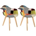 Lot de 2 fauteuils patchwork 85cm multicolore