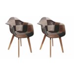 Lot de 2 fauteuils - simili - l 62 x p 84 x h 59 cm - patchwork Lot de 2 fauteuils - simili - l 62 x p 84 x h 59 cm - patchwork