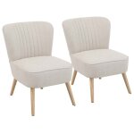 Lot de 2 fauteuils style crapaud en tissu beige - oviala