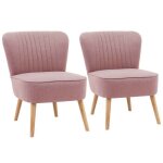 Lot de 2 fauteuils style crapaud en tissu rose - oviala