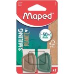 Lot de 2 gommes blanches - pr�cision - avec �tui de protection en plastique - maped - smiling planet