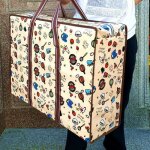 Lot de 2 grands sacs cabas tissu non tiss pais impression grand volume shopping  sacs kaki l ly2306sac ...