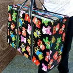 Lot de 2 grands sacs cabas tissu non tiss pais impression grand volume shopping  sacs noir m ly2306sac ...