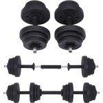 Lot 2 haltres musculation poids ajustable 10 kg 20 kg avec barre d?extension supplmentaire 12 disques ...