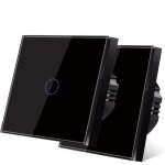 Lot de 2 interrupteur tactile noir commutateur de lumi�re avec led affichage light panneau verre cristal ...