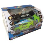 Lot de 2 jeux de voiture rc poursuite happy people 1 / 22e - vert / noir - 4 roues - electrique