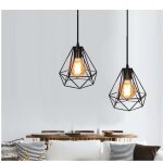 Lot de 2 lustre vintage industrielle lampe suspension en métal cage diamant noir e27 pour eclairage décoration ... Lot de 2 lustre vintage industrielle lampe suspension en métal cage diamant noir e27 pour eclairage décoration ...