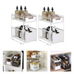 Lot de 2 meuble sous vier blanc pour rangement de bain willonin tagre  pices de cuisine 2 tiroir ...