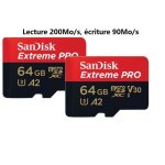 Carte mmoire - sandisk - extreme pro - 64go - uhs - i u3 v30 - 200mb / s