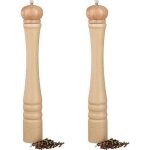 Lot de 2 moulins  poivre sel pices en bois manuels 40 cm avec meule cramique rechargeable nature