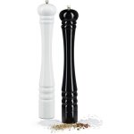 Lot de 2 moulins � poivre sel �pices en bois manuels 40 cm avec meule c�ramique rechargeable noir & blanc ...