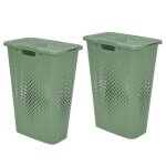 Lot de 2 panier à linge en plastique avec couvercle sundis pixel 40 l vert p. 28 x l. 44 x h. 57 cm Lot de 2 panier à linge en plastique avec couvercle sundis pixel 40 l vert p. 28 x l. 44 x h. 57 cm