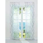 Lot de 2 panneaux rideaux voilage fenetre transparent motif branches - cendre blanche - l57 x h175 cm ...