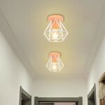 Lot de 2 plafonnier industriel en m�tal bois tokius 15cm lustre abat - jour fer luminaire e27 blanc pour ...