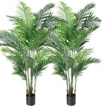 Lot de 2 plantes artificielles deco areca palmier 150cm fausse plante interieur exterieur en pot plastique ...