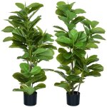 Lot de 2 plantes artificielles - homcom - figuiers - avec pot - texture naturelle - hauteur 110 cm - ...