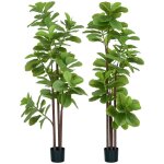 Lot de 2 plantes artificielles - homcom - figuiers - avec pot - texture naturelle - hauteur 180 cm - ...