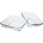 Lot de 2 plats culinaires en verre carr�es 28cm transparent