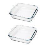 Lot de 2 plat � four carr� moule de cuisson capacit� 1. 1 l - longueur 20. 5 x profondeur 18. 2 x hauteur ...