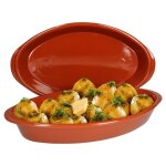 Plat  four - mambocat - ovale - 39x23cm - terre cuite - lot de 2