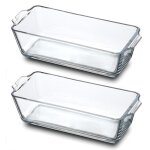 Lot 2 plat  four en verre avec poignes latrales capacit 800 ml - longueur 23 x profondeur 10 x hauteur ...