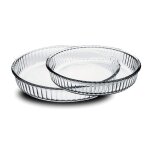 Lot de 2 plats � tarte plat � four polyvalent en verre forme ronde transparent - diam�tre 32 - 26 cm ...