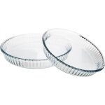 Plats à tartes en verre transparent - secret de gourmet - lot de 2 - d. 26 cm - d. 32 cm - verre borosilicate ... Plats à tartes en verre transparent - secret de gourmet - lot de 2 - d. 26 cm - d. 32 cm - verre borosilicate ...