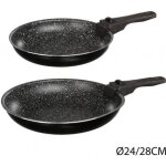 Lot de 2 po�les pierre 24 et 28 cm + poign�e amovible secret de gourmet