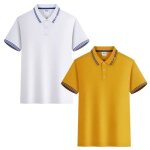 Lot de 2 polo homme t - shirt manches courtes couleur unie casual top ete respirant - blanc / jaune