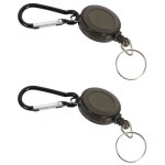 Lot 2 porte badge enrouleur porte cle retractable mousqueton clip ceinture carte id card holder - noir ...