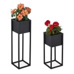 Relaxdays porte - pots de fleurs lot de 2 m�tal 2 tailles avec structure salon support plantes rectangulaire ...