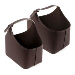 Lot de 2 porte - revues en simili - cuir marron 2 tailles panier avec poign�es en simili - cuir pour ...