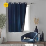 Lot de 2 rideaux à ?illets 140 x 180 cm 100% occultant thermique - modèle crépuscule bleu Lot de 2 rideaux à ?illets 140 x 180 cm 100% occultant thermique - modèle crépuscule bleu