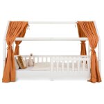 Lot de 2 rideaux de lit nena en mousseline 100% coton 125 x 310 cm pour lits cabanes enfants tissu l�ger ...