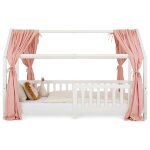 Lot de 2 rideaux de lit nena en mousseline 100% coton 125 x 310 cm pour lits cabanes enfants tissu l�ger ...